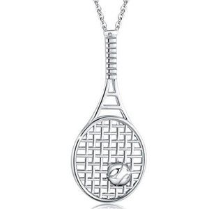 925 Sterling Silver TENNIS Racquet 18" NECKLACE